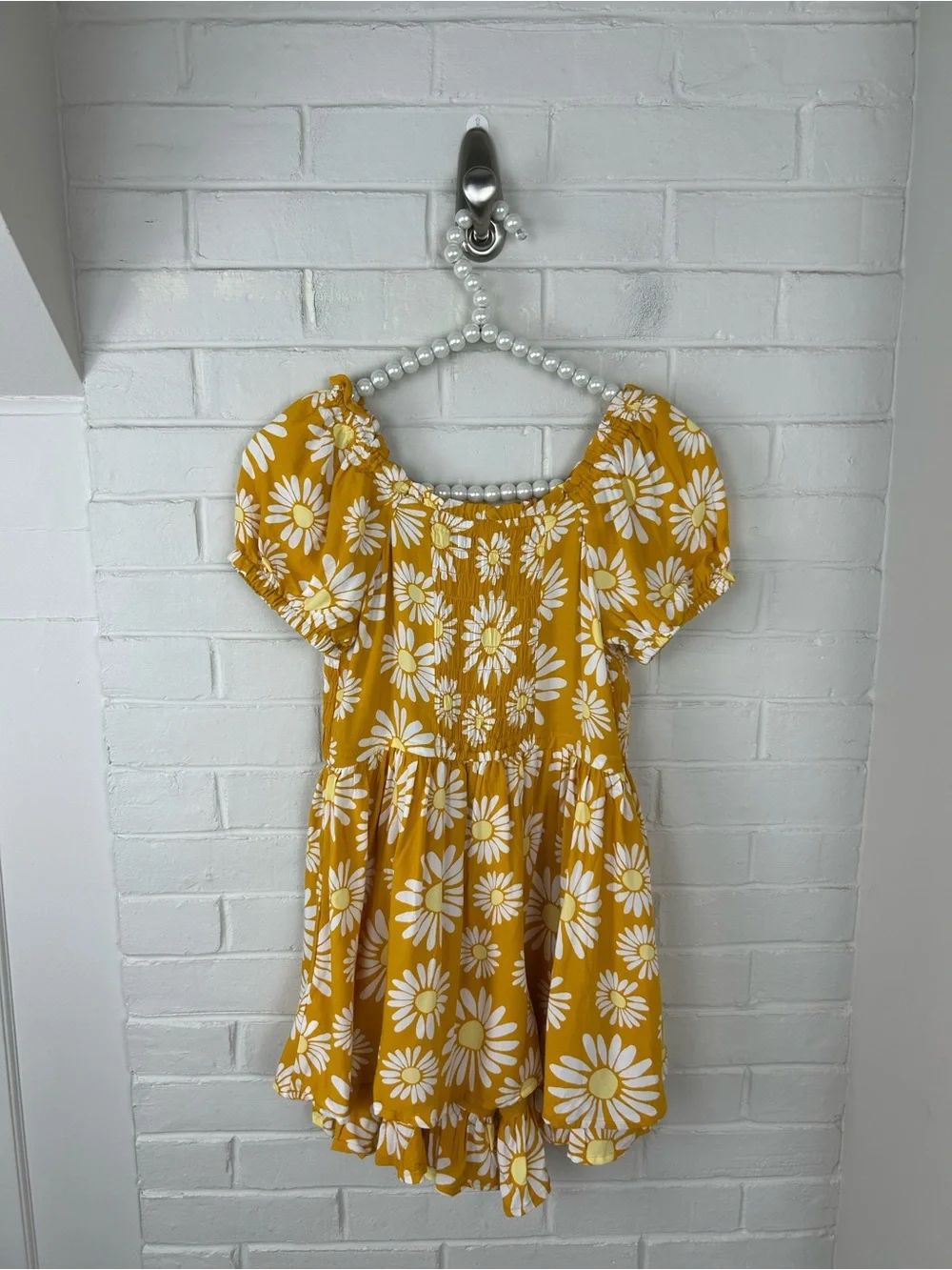 Girls Old Navy Floral Printed Puff Sleeve Smocked Dress w/Shorts Size L 10/12